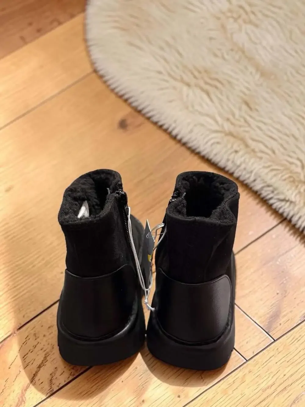 Cat & Jack Kids' Honor Faux Suede Platform Zipper Boots, Black, Size 13